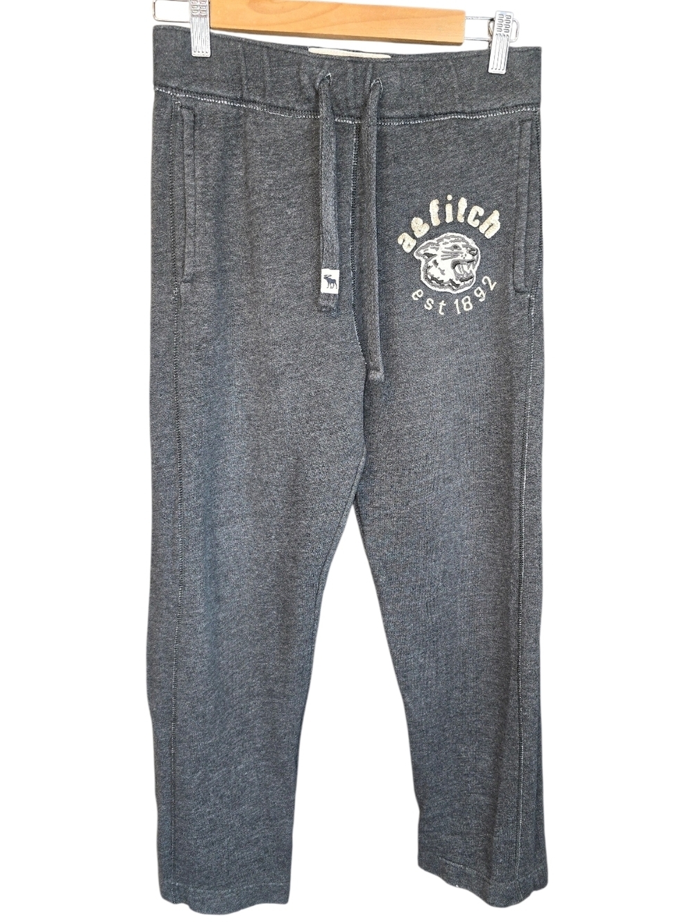 Abercrombie Kids Gray Straight Leg Logo Sweatpants Elastic Waist Size Large